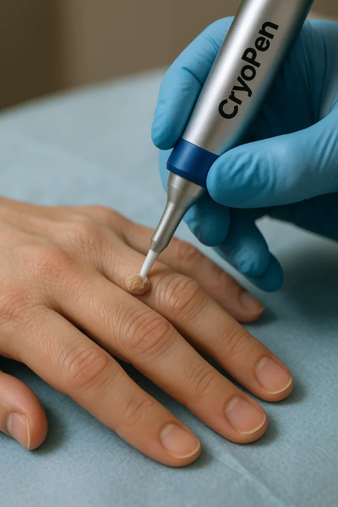 example of cryopen wart removal Lichfield treatment on a persons finger
