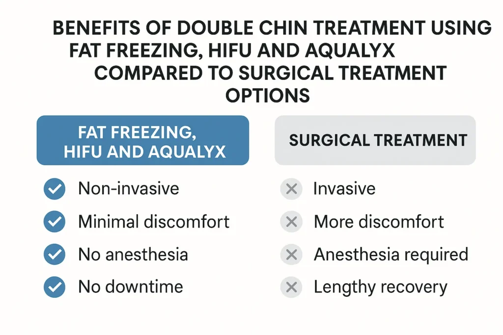 Graphic about the benefits of double chin treatment Lichfield - from LA LIPO