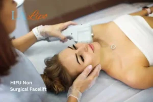 Woman having Hi-Fu to reduce wrinkles Lichfield.