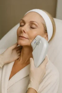 Woman receiving HIFU non surgical facelift treatment Lichfield