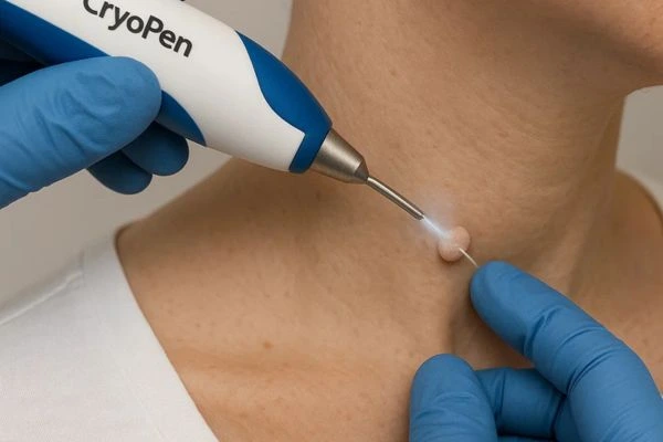 Person receiving Cryotherapy skin tag removal Lichfield