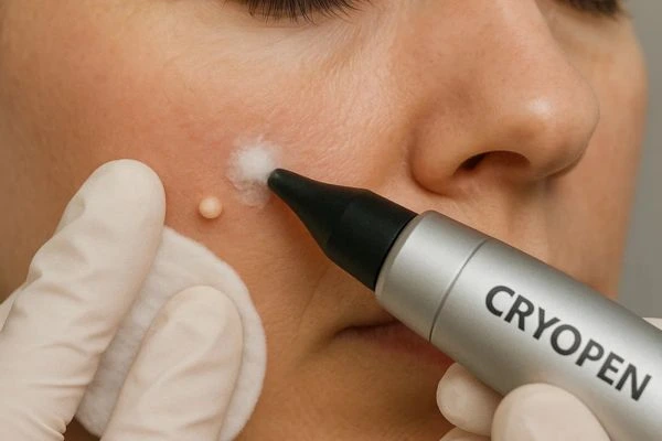 Woman receiving milia removal treatment Lichfield