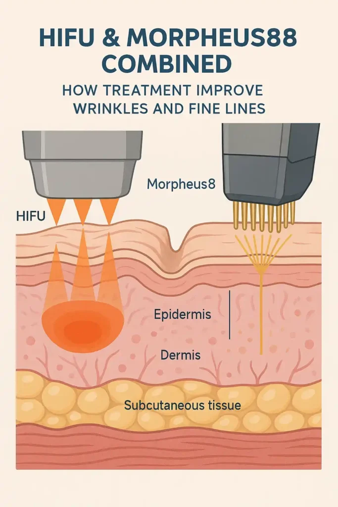 Diagram showing HIFU & Morpeus8 Lichfield and the benefits for reduction in wrinkles and fine lines